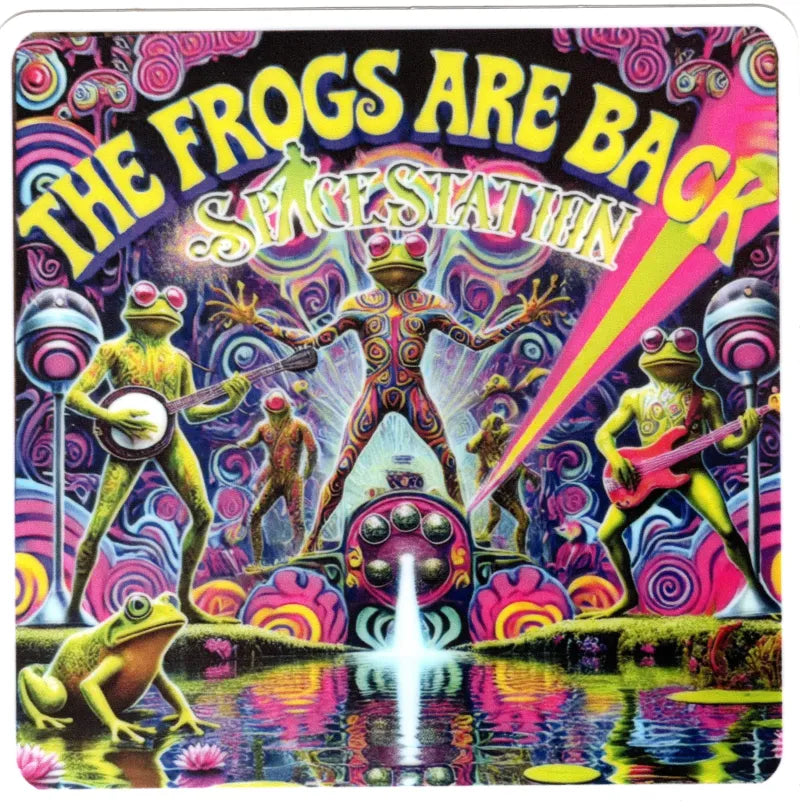 SpaceStation Frogs 4"x4" (Sticker)